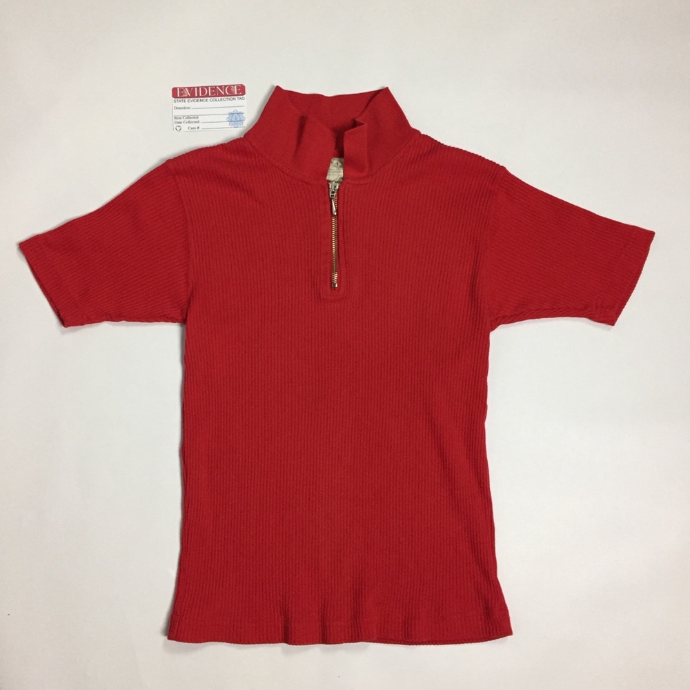 Vintage Red Ribbed Collared Shirt